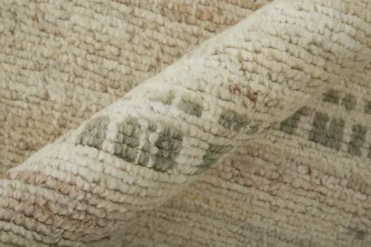 2' X 3' Gray Tan and Green Wool Abstract Hand Knotted Area Rug