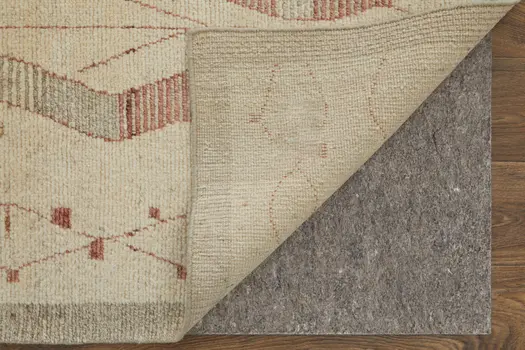 9' X 13' Gray and Red Wool Geometric Hand Knotted Area Rug