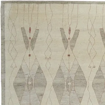 2' X 3' Gray and Red Wool Geometric Hand Knotted Area Rug