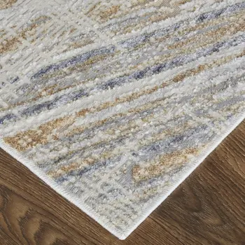 3' X 5' Gray and Ivory Abstract Power Loom Worn Faded Area Rug