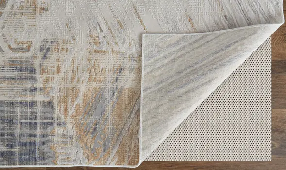 3' X 5' Gray and Ivory Abstract Power Loom Worn Faded Area Rug