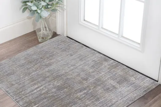 3' X 5' Taupe and Silver Abstract Power Loom Worn Faded Area Rug