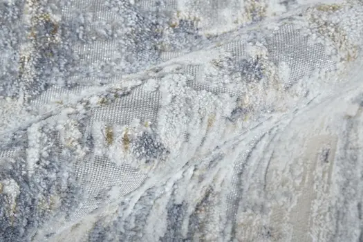 3' X 5' Gray and Blue Abstract Power Loom Worn Faded Area Rug