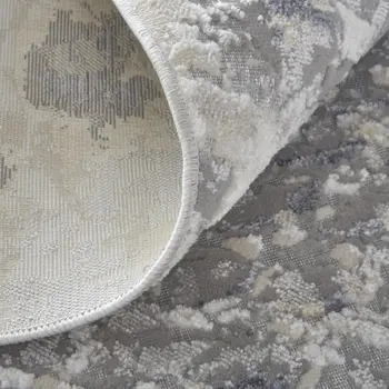 3' X 5' Gray Silver and Blue Floral Power Loom Area Rug