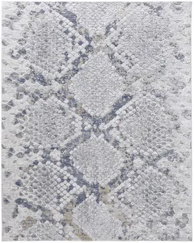 3' X 5' Gray Silver and Blue Floral Power Loom Area Rug