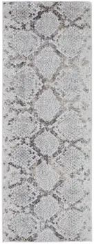 8' Gray and Silver Floral Power Loom Runner Rug