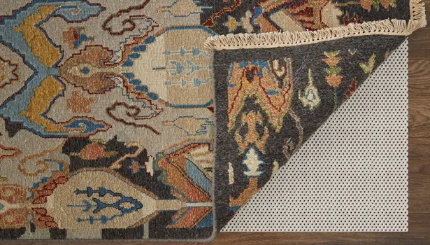12' X 15' Blue Gray and Brown Wool Ikat Hand Knotted Area Rug With Fringe