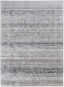 12' X 15' Black and Gray Abstract Power Loom Worn Faded Area Rug