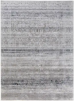 12' X 15' Black and Gray Abstract Power Loom Worn Faded Area Rug