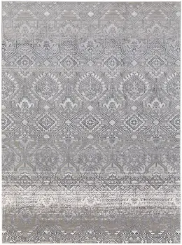 12' X 15' Black and Silver Abstract Power Loom Worn Faded Area Rug
