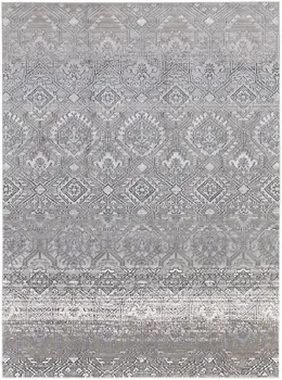 12' X 15' Black and Silver Abstract Power Loom Worn Faded Area Rug