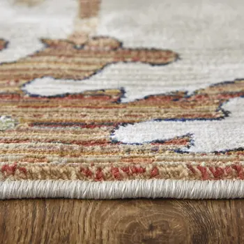 8' X 10' Ivory Red and Blue Floral Power Loom Area Rug