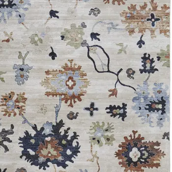 8' X 10' Ivory Red and Blue Floral Power Loom Area Rug