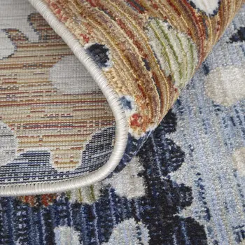 2' X 3' Ivory Red and Blue Floral Power Loom Area Rug