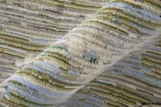 8' X 10' Ivory Green and Blue Floral Power Loom Worn Faded Area Rug