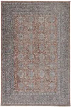 12' X 15' Silver Taupe and Blue Oriental Power Loom Worn Faded Area Rug With Fringe