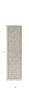 10' Gray and Ivory Oriental Power Loom Runner Rug With Fringe
