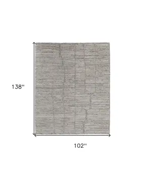 8' X 12' Taupe and Gray Abstract Hand Woven Worn Faded Area Rug