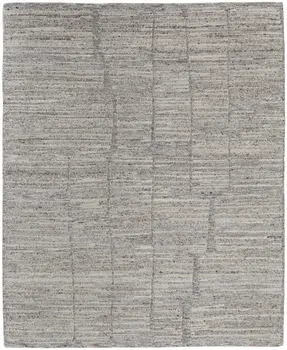 8' X 12' Taupe and Gray Abstract Hand Woven Worn Faded Area Rug