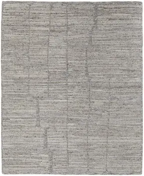 9' X 13' Taupe and Gray Abstract Hand Woven Worn Faded Area Rug