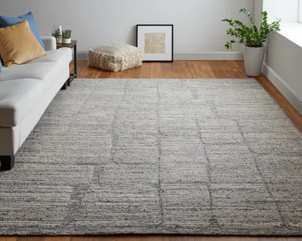 2' X 3' Taupe and Gray Abstract Hand Woven Worn Faded Area Rug