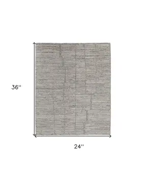2' X 3' Taupe and Gray Abstract Hand Woven Worn Faded Area Rug