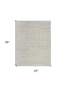 4' X 6' Gray and Ivory Abstract Hand Woven Worn Faded Area Rug