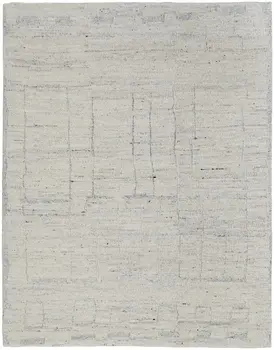 8' X 10' Gray and Ivory Abstract Hand Woven Worn Faded Area Rug