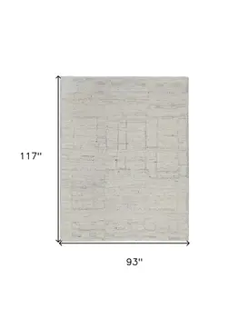 8' X 10' Gray and Ivory Abstract Hand Woven Worn Faded Area Rug