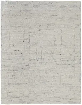 8' X 10' Gray and Ivory Abstract Hand Woven Worn Faded Area Rug