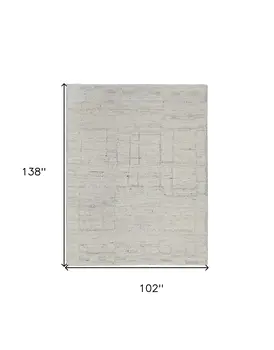 8' X 12' Gray and Ivory Abstract Hand Woven Worn Faded Area Rug