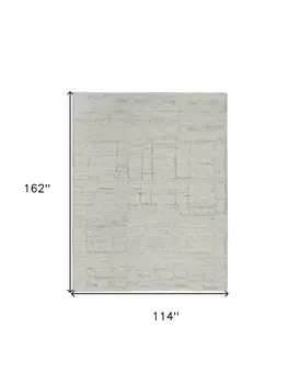 9' X 13' Gray and Ivory Abstract Hand Woven Worn Faded Area Rug
