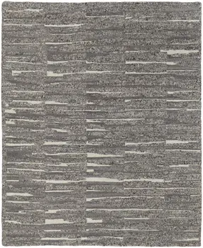 8' X 12' Gray Ivory and Taupe Abstract Hand Woven Area Rug