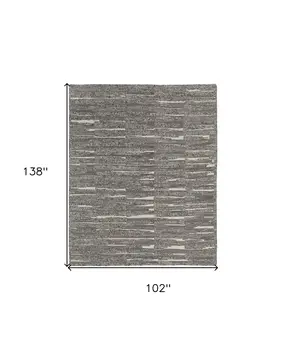 8' X 12' Gray Ivory and Taupe Abstract Hand Woven Area Rug