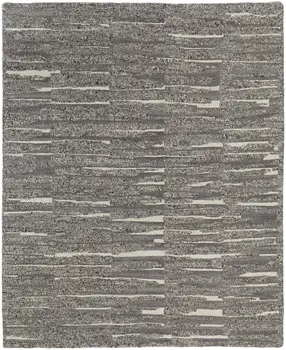 8' X 12' Gray Ivory and Taupe Abstract Hand Woven Area Rug