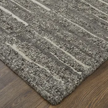 9' X 13' Gray Ivory and Taupe Abstract Hand Woven Area Rug