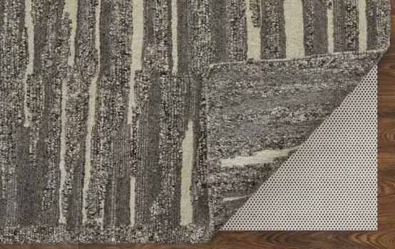 2' X 3' Gray Ivory and Taupe Abstract Hand Woven Area Rug