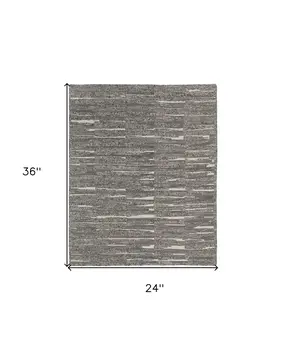 2' X 3' Gray Ivory and Taupe Abstract Hand Woven Area Rug