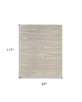 8' X 10' Ivory Abstract Hand Woven Worn Faded Area Rug