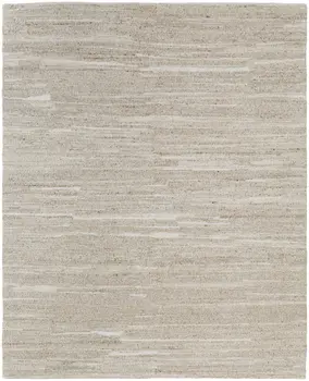8' X 12' Ivory Abstract Hand Woven Worn Faded Area Rug