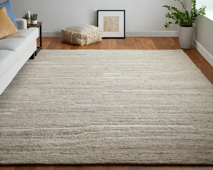 2' X 3' Ivory Abstract Hand Woven Worn Faded Area Rug
