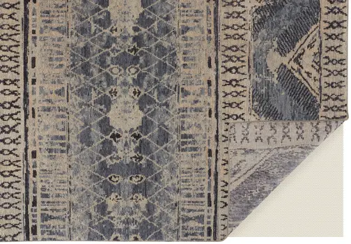 8' X 12' Gray Blue and Ivory Wool Floral Hand Knotted Area Rug