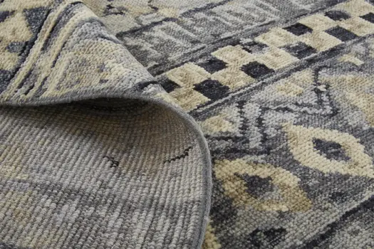 2' X 3' Taupe Gray and Tan Wool Geometric Hand Knotted Area Rug