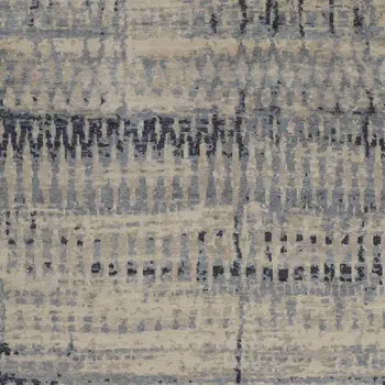 6' X 9' Gray Blue and Ivory Wool Abstract Hand Knotted Area Rug