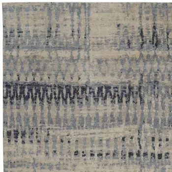 8' X 10' Gray Blue and Ivory Wool Abstract Hand Knotted Area Rug
