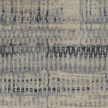 2' X 3' Gray Blue and Ivory Wool Abstract Hand Knotted Area Rug