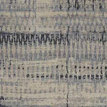 2' X 3' Gray Blue and Ivory Wool Abstract Hand Knotted Area Rug