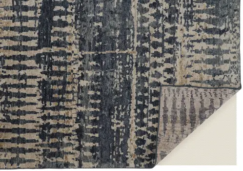 12' X 15' Blue Gray and Tan Wool Abstract Hand Knotted Area Rug