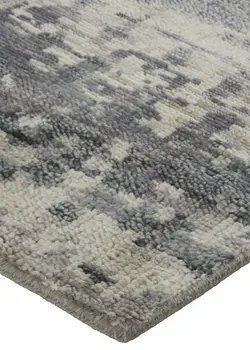 6' X 9' Gray Taupe and Ivory Wool Abstract Hand Knotted Area Rug
