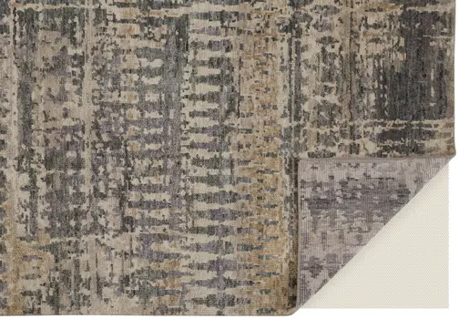 8' X 10' Gray Taupe and Ivory Wool Abstract Hand Knotted Area Rug